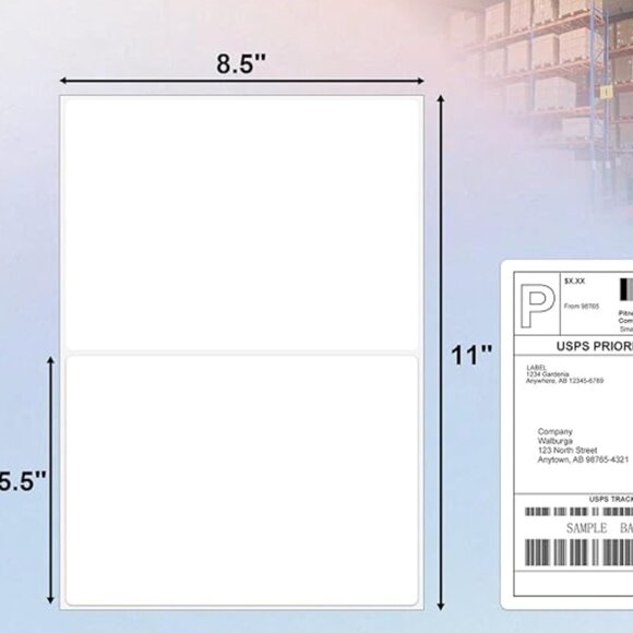 Shipping Labels 8.5" x 5.5" Half Sheet Adhesive 500 labels/pk Laser Ink Jet - Picture 5 of 7